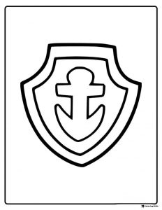Zuma Badge Coloring Page with Anchor Emblem Design