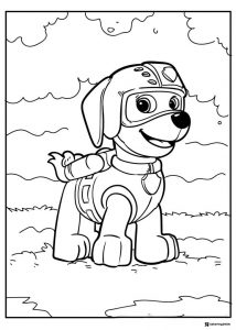 Zuma Coloring Page with Diving Helmet and Propeller