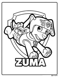 Zuma Coloring Page with Helmet and Aquatic Rescue Gear