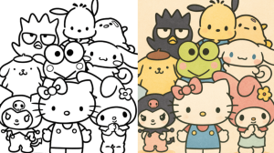 hello kitty and friends coloring pages