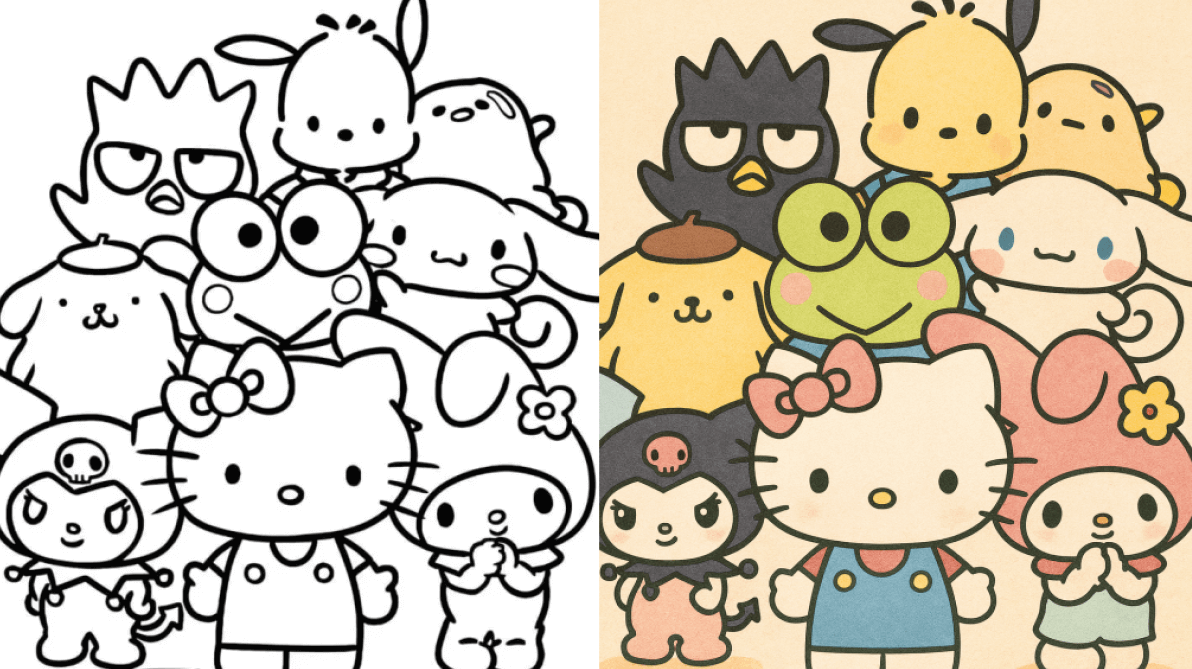 hello kitty and friends coloring pages