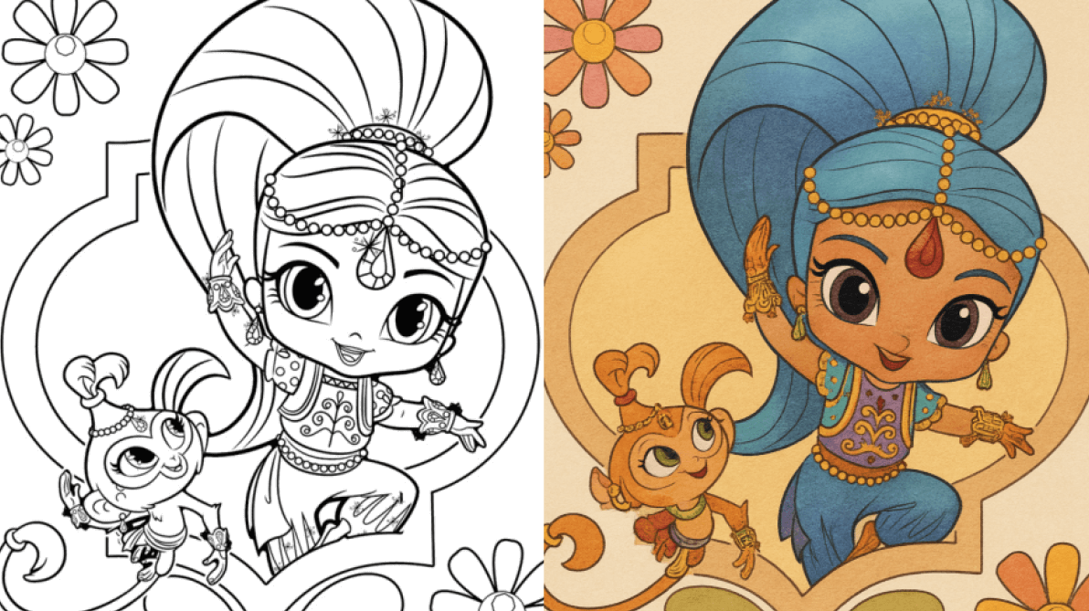 shimmer and shine coloring pages